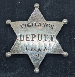 Great Old 1910s-1920s Horse Thief Related Vigilance Deputy LDAA 6 pt Star Badge