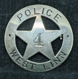 Wonderful First Issue Ca 1913 West Linn Oregon Police Circle Badge #4