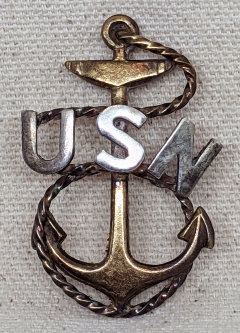 Beautiful HEAVY WWI-1920s USN CPO Hat Badge in Sterling by Mark A. E. Co.