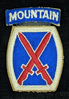 WWII US Army 10th Mountain Division Patch and Tab