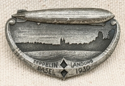 Rare 1930 Badge for the Graf Zeppelin LZ 127 Landing at Basel Switzerland