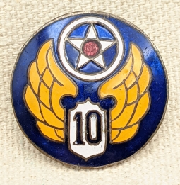 Beautiful WWII Indian Made United State Air Force 10th Air Force Patch Type DI w/Calcutta Maker Mark