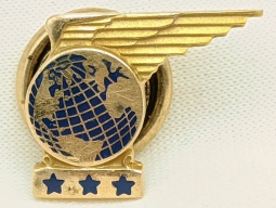 Ca 1955 PAA Pan American Airways 15yr Service Pin in 10K Gold Originally Worn by Captain Ned Mullen