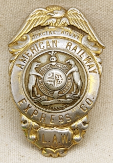Great Ca 1920 American Railway Express Co. Special Agent Badge with Missouri Seal