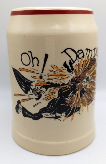 Great Early 1930s Beer Mug with Anti-Prohibition Cartoon by Bob Dean