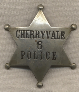 Great Old West ca 1900s - 1910s Cherryvale Kansas Police 6 pt Star Badge by Adams St. Louis
