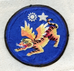 Wonderful Unique Early CACW Jacket Patch Hand Embroidered in Silk Applied to Leather