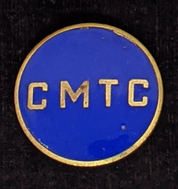 Rare 1920s-30s CMTC Enl. Collar Disk in Blue Enamel