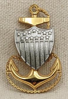 Minty Late 1930s USCG CPO Hat Badge in Gilt & Nickeld Brass