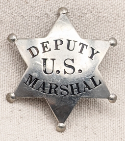 Beautiful Old West 1880s - 1890s Deputy US Marshal 6 point Star Badge Probably Sachs-Lawlor