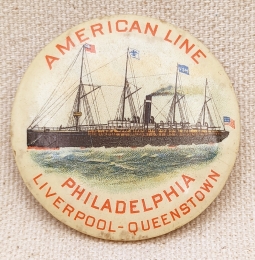 Nice Circa 1890s American Line Steamship Co Adv Celluloid Pocket Mirror Liverpool-Queenstown
