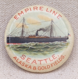Nice Ca 1890s Empire Line Steamship Co Adv Celluloid Pocket Mirror Alaska & Gold Fields