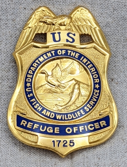 Beautiful 1970s-80s Issue US Fish & Wildlife Service Refuge Officer Badge by Blackinton