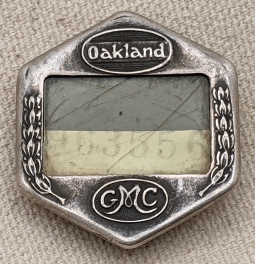 Rare 1920s GMC Oakland Division Auto Worker Badge from Pontiac Michigan