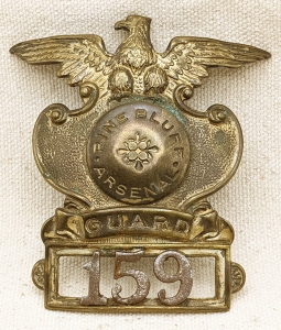 WWII era Pine Bluff Arsenal Chemical Warfare Arsenal Guard Hat Badge #159