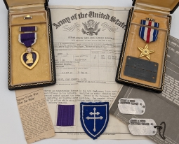 Nice WWII ETO  Silver Star Purple Heart POW Grouping of 79th Div PFC James A Ford of Montana