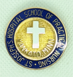 Rare 1950s-60s St.Joseph's Hospital School of Practical Nursing Mankato, MN Graduation Pin Large