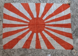 Nice WWII Imperial Japanese Army Silk Rising Sun Flag with Leather Corners & Tassels