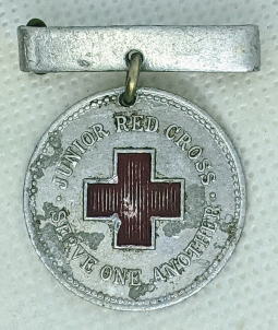 Great WWI ca 1915 British Junior Red Cross Service Member Medal in Painted Aluminum
