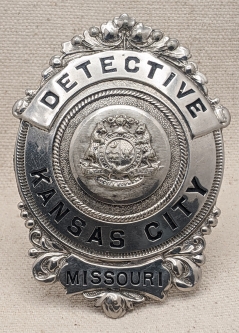 Rare Ca 1900s Kansas City Missouri Detective Badge in the KC KS Shape/Style!