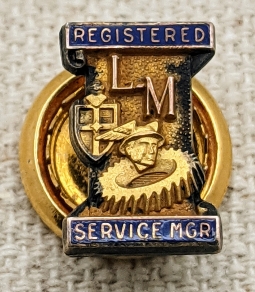 Beautiful 1940s Lincoln Mercury Registered Service Manager Lapel Pin GF on Sterling