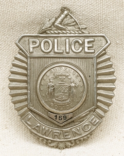 Nice Ca 1930 Lawrence MA Police Officer Badge #159
