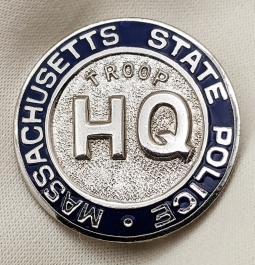 1970s-80s MA State Police Headquarter Troop Uniform Collar Disk