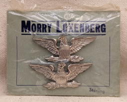 Rare WWII XL Luxenberg US Army Colonel War Eagles Rank Set on ORIGINAL CARD in original Cellophane