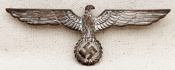 Great Salty Early WWII Nazi Army Officer Metal Breast Eagle in Silver Plated Bronze