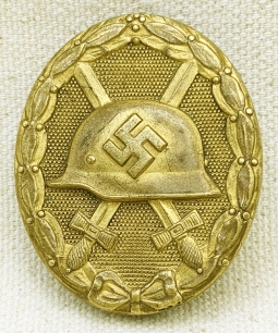 Nice Early WWII Nazi Wehrmacht Gold Grade Wound badge by 30 Hauptmunzamt Vienna (Vienna Mint)
