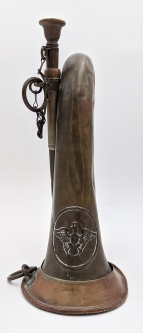 Lovely Battle Field Pickup WWI Prussian Field Trumpet by C.W. Moritz Berlin Dated 1915