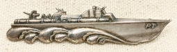 Scarce WWII USN Unofficial PT Boat (patrol torpedo boat) Badge in Starling Silver for enlisted men