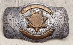 Great 1955 Sterling Silver Plumas Co CA Sheriff's Posse Buckle of Captain RM by Irvine & Jachens