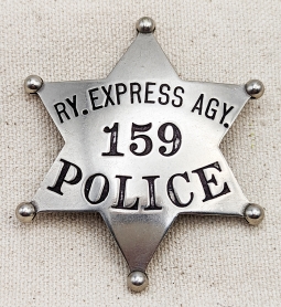 Nice Old 1930s Railway Express Agency Police 6 point Ball Tip Star Badge
