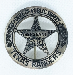 Beautiful, Issue, 1970's Texas Rangers Sergeant Badge Made from a Mexican 5 Peso Coin NEL-SIL