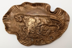 Great ca 1900 Bronze Teddy Roosevelt Tiger / Safari Art Nouveau Pin Tray