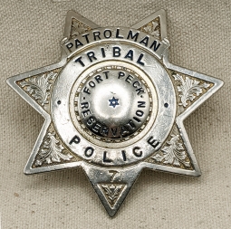 Rare 1960s Fort Peck Reservation Tribal Police Patrolman Badge #7
