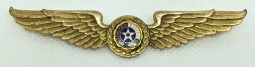 Gorgeous 1930s US Air Corps Instructor Wing Gold Filed with Red, White & Blue Enamel