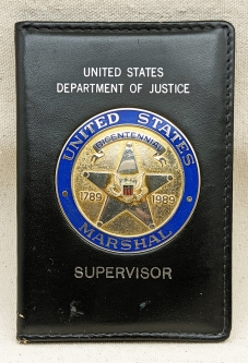 Duty Worn US Marshal Service Bicentennial Badge by Williams & Anderson in US DOJ Supervisor Wallet