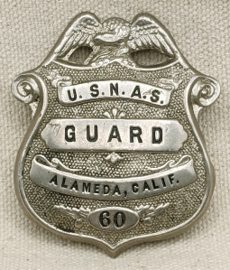 Great Early WWII US Naval Air Station Alameda Guard Badge by Patrick & Co. SF