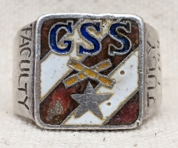 Ext Rare 1944 Chinese General Staff School Enameled Ring of a US Military Faculty Member Sz 10-11