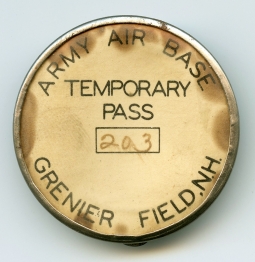 Rare WWII USAAF Army Brass Grenier Field NH Temporary Pass