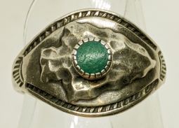 Fun Fred Harvey Era 1930s-1940s Sterling & Turquoise Ring with Arrowhead size 5.5 SMALL