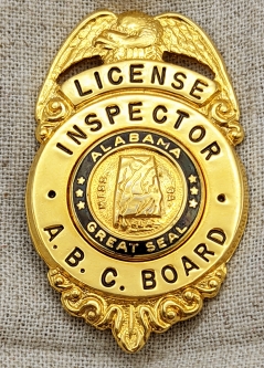 Ca 1990s Alabama A.B.C. Alcoholics Beverages Commission Board License Inspector Badge