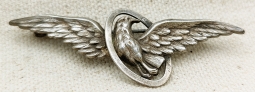 Rare WWI Belgian Air Force Variation Observer / Balloon Observer Badge in Silvered Nickel