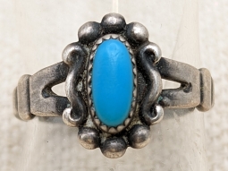 Nice 1940's Navajo Sterling & Turquoise Ring from Bell Trading Post Sz6