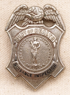 Ext Rare 1880s-Early 1890s Brooklyn NY Dept of Health Nuisance Inspector Badge