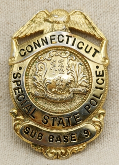 Rare 1960s - 70s Connecticut Special State Police Badge From New London Sub Base