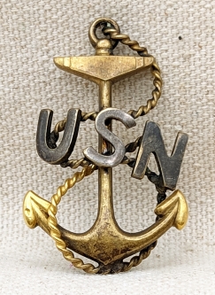 Beautiful WWI USN CPO Chief Petty Officer Hat Badge with Great Balance & Patina