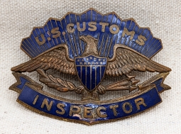1940s-50s US Customs Inspector Hat Badge # 1265